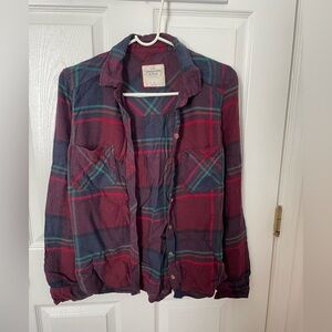 Abercrombie & Fitch Red and Blue Plaid Button Down Shirt
